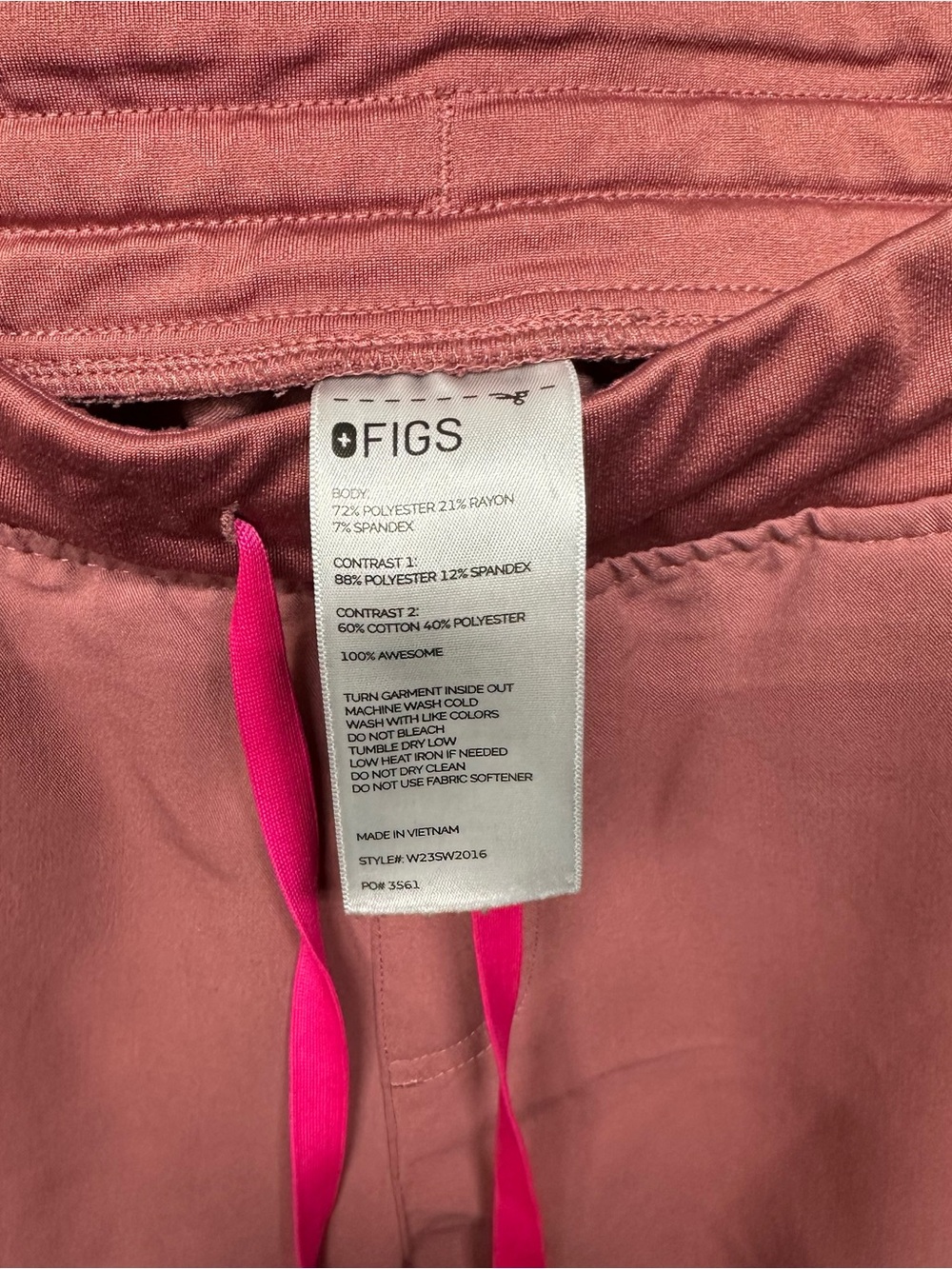 FIGS Technical Collection Jogger Scrub Pants Mauve Pink Drawstring Women’s Large - Picture 2 of 8